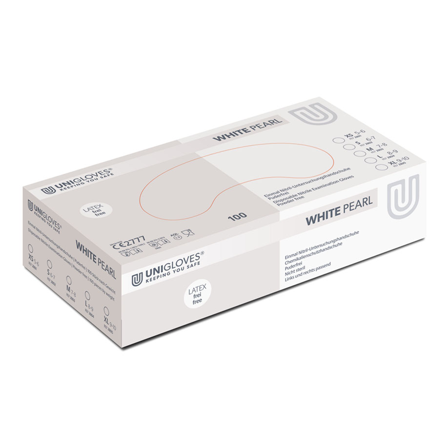 White Pearl Nitril U.-Handschuhe Gr. XS unsteril puderfrei weiß (100 Stck.) #UGV GP0021#
