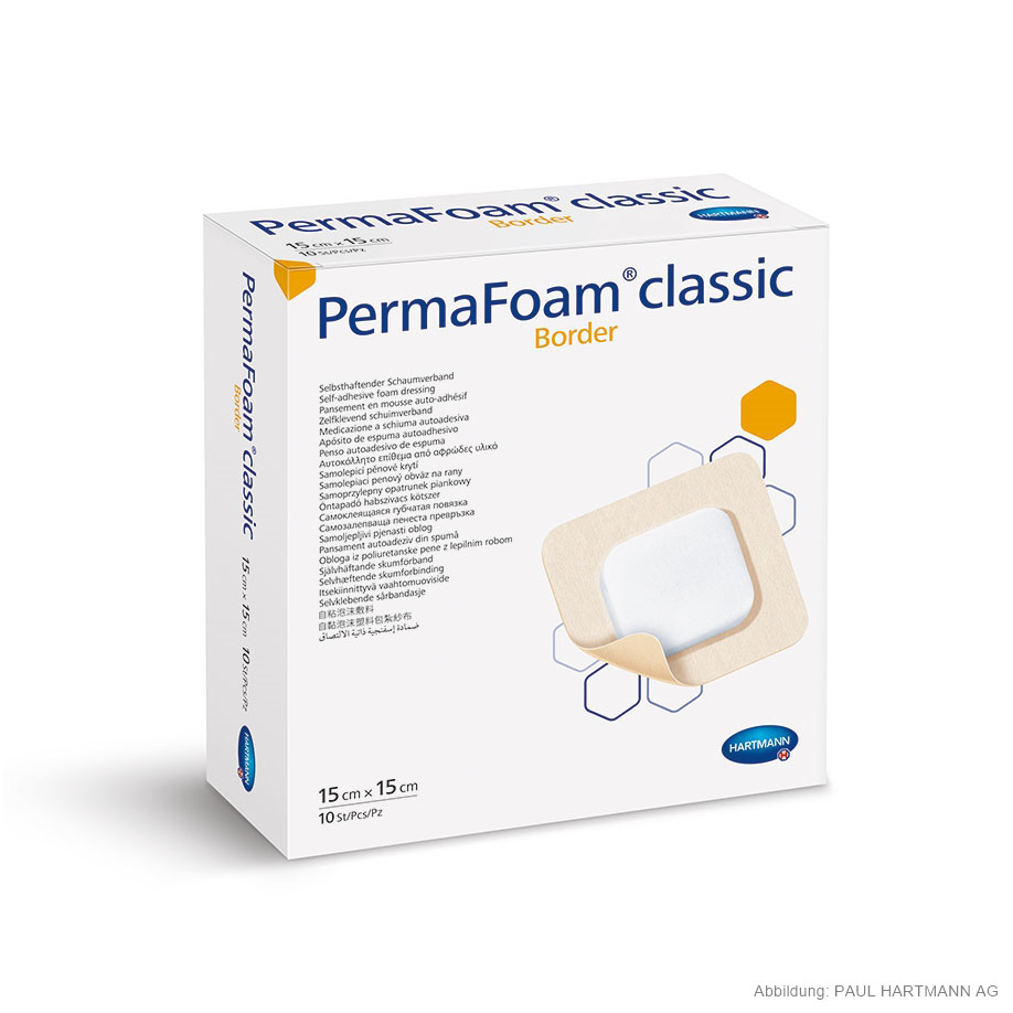 PermaFoam Classic Border Schaumverband steril 15x15 cm (10 Stck.)
