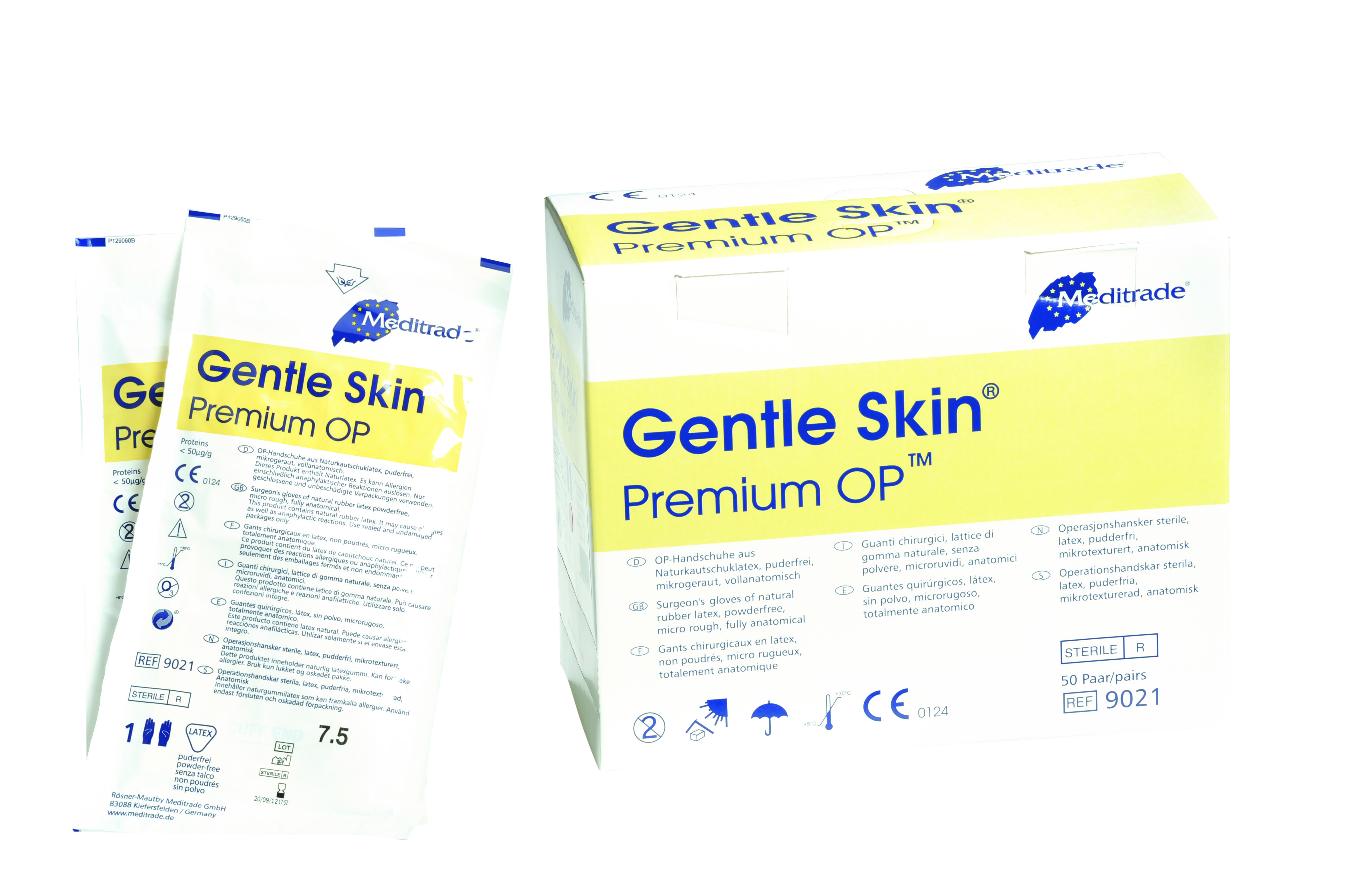 Gentle Skin Premium OP-Handschuhe Latex, PF, steril, Gr. 7,5 (50 Paar)