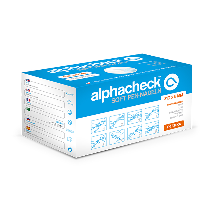 alphacheck soft Pen-Nadeln 5 mm mit alphacheck Entsorgungsbox 0,2 Ltr.