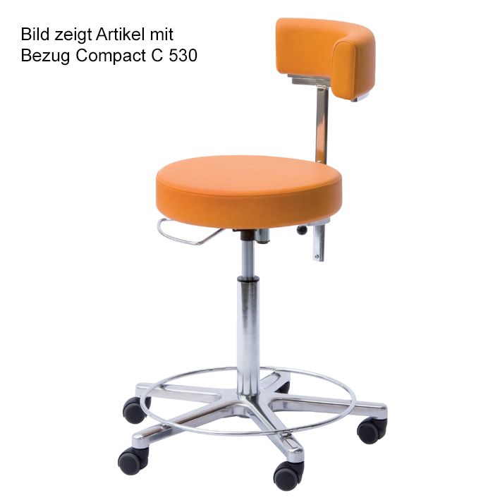 Arbeitsstuhl mit Rückenlehne, Höhenverstellung 49 - 61 cm mit Ringauslösung, mit Fußring(Strecke)