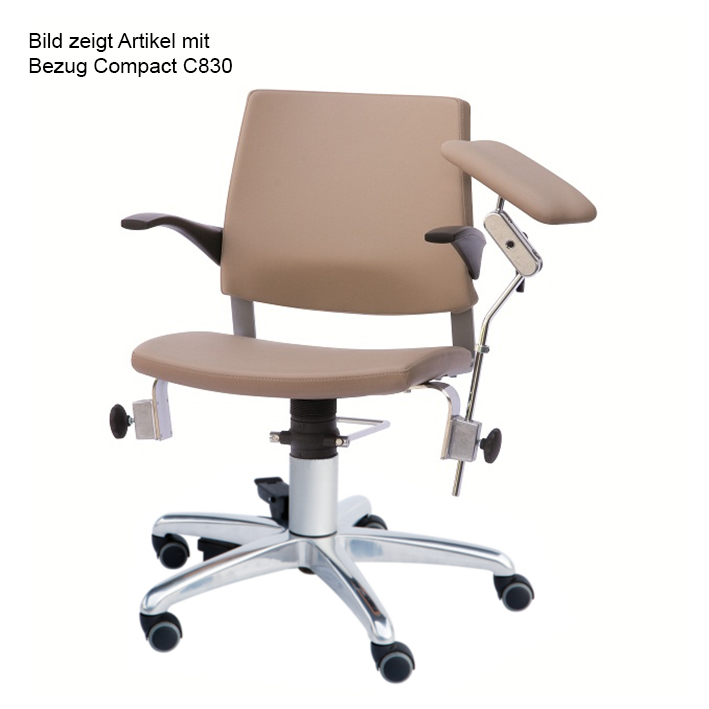 Blutentnahmestuhl Serie 22, mit Rollen und beweglicher Rückenlehne Bezug compact beigebraun(Strecke)