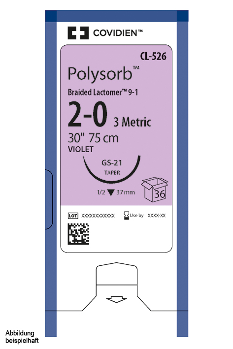 Polysorb geflochten CVF-23 4/0=1,5 Nahtmaterial Fadenlänge 75 cm (36 Stck.) violett