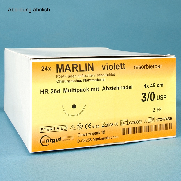 MARLIN HR 22 4/0=1,5, violett, Nahtmaterial Fadenlänge 70 cm (24 Stck.)