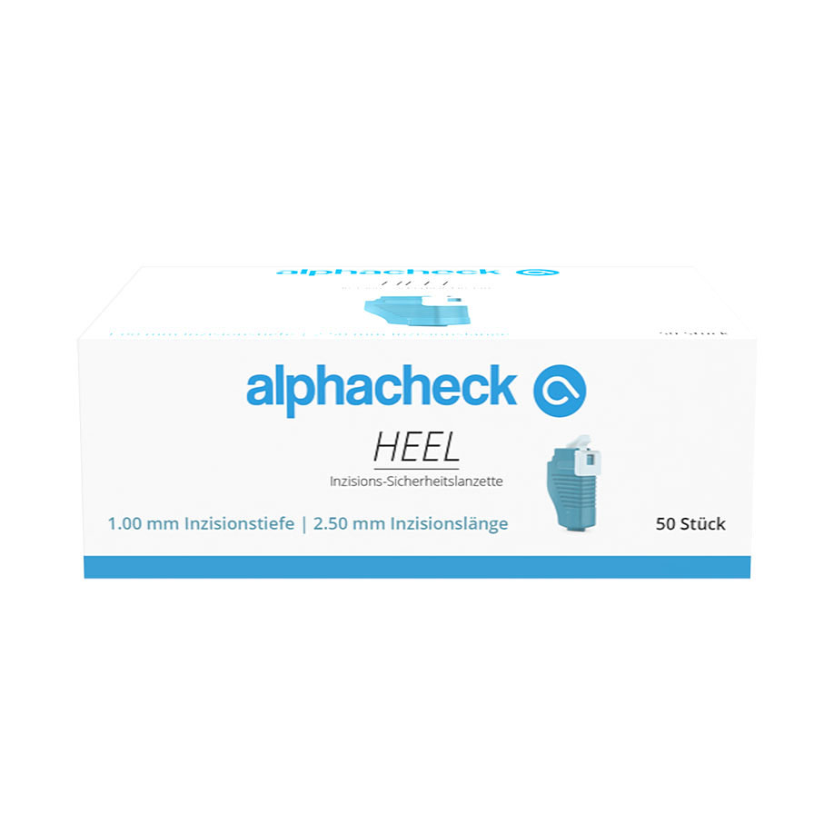 alphacheck HEEL Inzisions-Sicherheits- lanzetten 1,00 x 2,50 mm (50 Stck.)