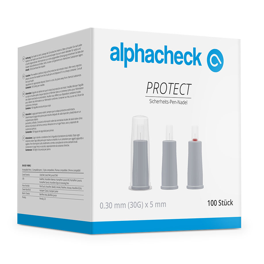 alphacheck PROTECT Sicherheits-Pen- Nadeln 30 G x 5 mm (100 Stck.)