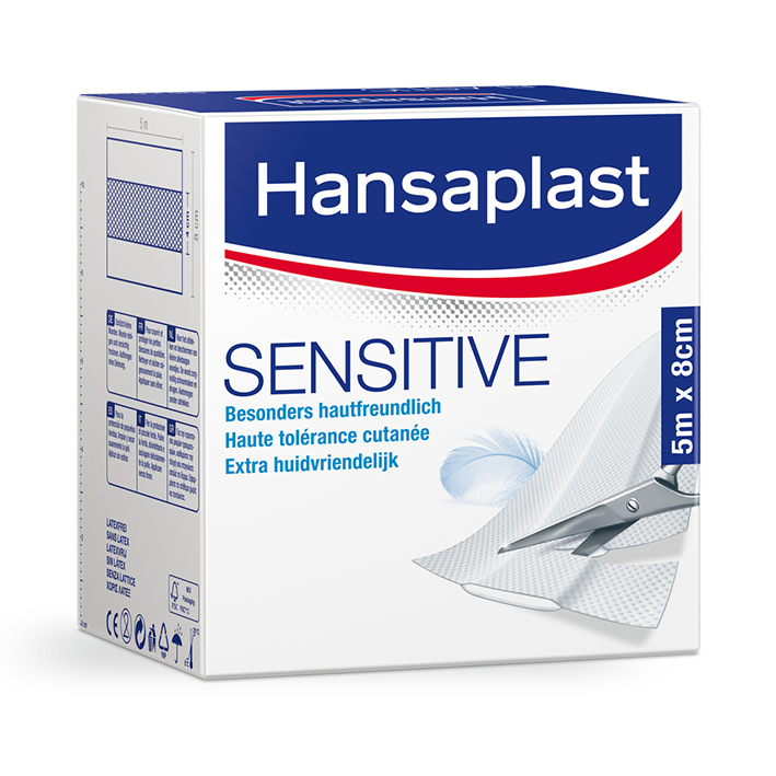 Hansaplast Sensitive Wundschnellverband weiß, 5 m x 8 cm