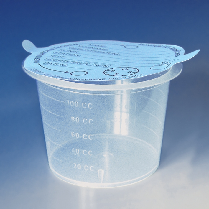 Urinbecher mit Selbstklebedeckel 100 ml