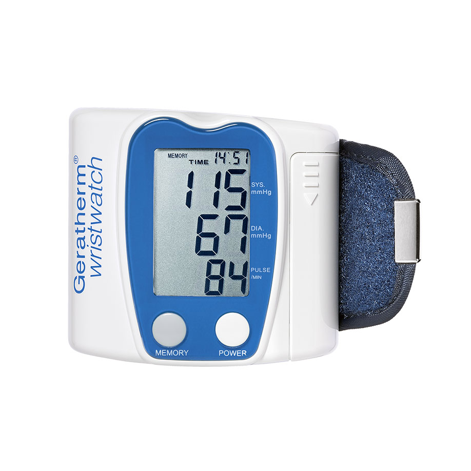 Geratherm wristwatch Blutdruckmessgerät Handgelenkautomat, blau/weiß