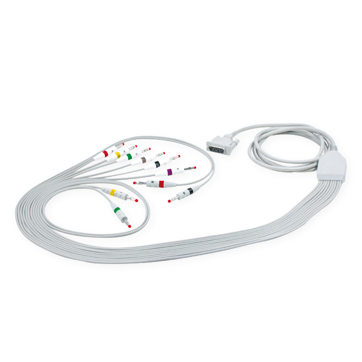 EKG-Komplettkabel mit Bananenstecker für Schiller/Custo-med/Cardiette AT3/5/6/10/60, CS6, Custo-Norm 910/920/930/940/942