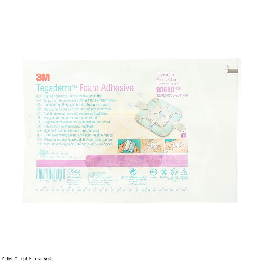3M Tegaderm Foam Adhesive Schaumverband quadratisch, 8,8 x 8,8 cm (10 Stck.) mit Kleberand