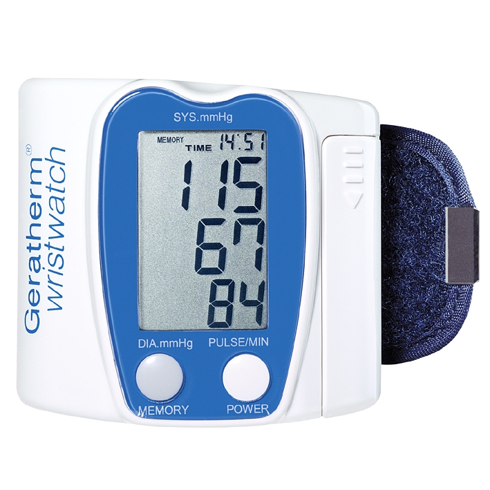 Geratherm wristwatch Blutdruckmessgerät Handgelenkautomat, blau/weiß