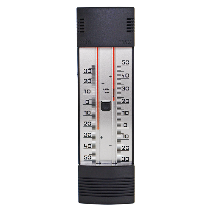 Maxima-Minima-Thermometer mit Drucktasten-Magnet, ohne Dach quecksilberfrei