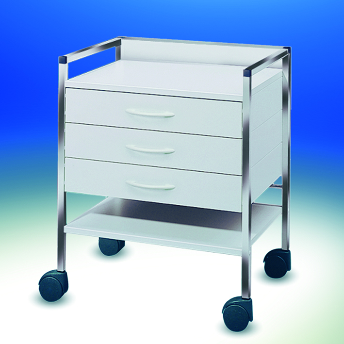 Variocar 60 Basiswagen, 833 mm hoch, mit 3 Schubladen, weiß