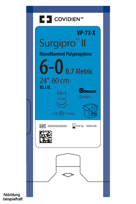 Surgipro II monofil P-13 4/0=1,5, blau, Nahtmaterial Fadenlänge 45 cm (36 Stck.)