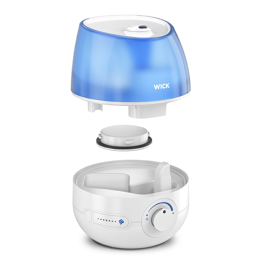 WICK Mini Kaltluft Ultraschall Luftbefeuchter WUL525E, weiß/blau