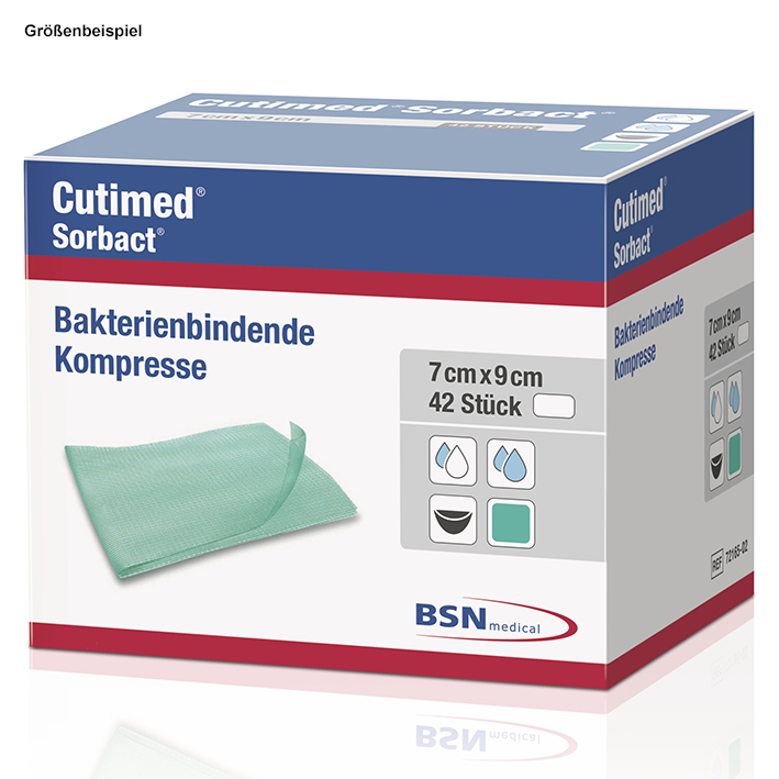 Cutimed Sorbact Kompressen, 7 x 9 cm, steril (6 Stck.)
