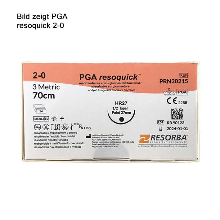 PGA-RESOQUICK HR 27 2/0=3, ungefärbt, Nahtmaterial Fadenlänge 70 cm (24 Stck.)