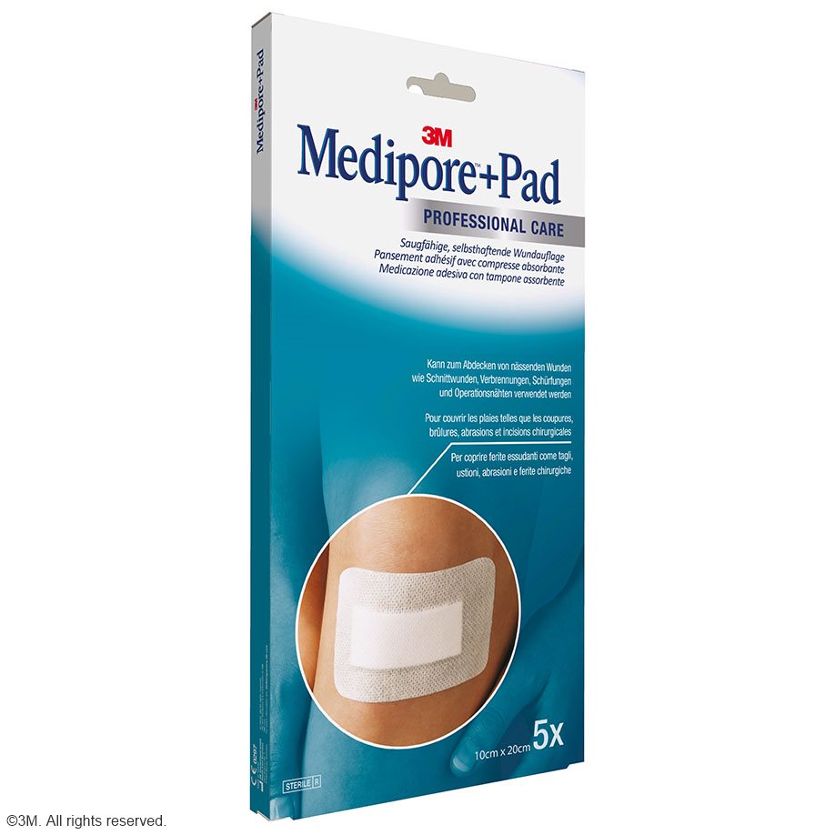 3M Medipore + Pad Fertigverband, steril, 10 x 20 cm (5 Stck.)