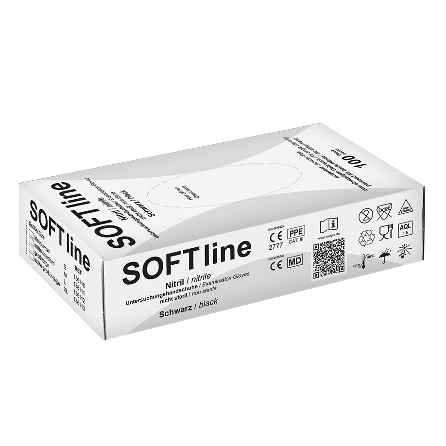 SOFT line Nitril U.-Handschuhe schwarz, Gr. S unsteril puderfrei (100 Stck.)