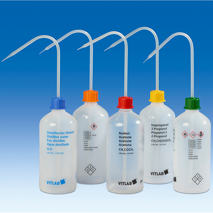 VITsafe Sicherheitsspritzflasche, PE-LD, GL 25, Aufdruck: Isopropanol, 500 ml mit VENT-CAP, Spritzaufsatz, PP
