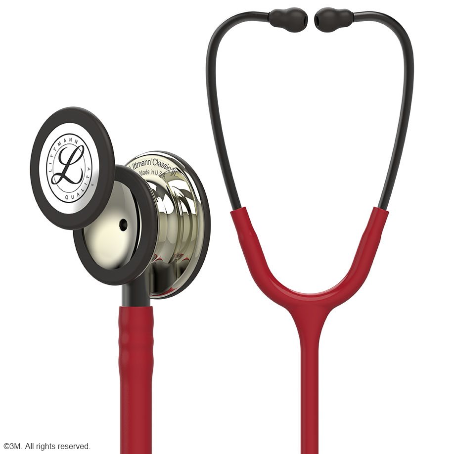 3M Littmann CLASSIC III Monitoring Stethoskop champagnerfarbenes Bruststück Schlauch burgund