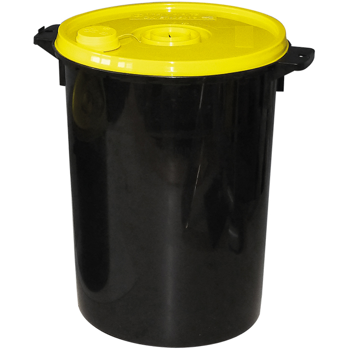 Kanülenabwurfbehälter schwarz 21,0 Ltr., gelber Deckel