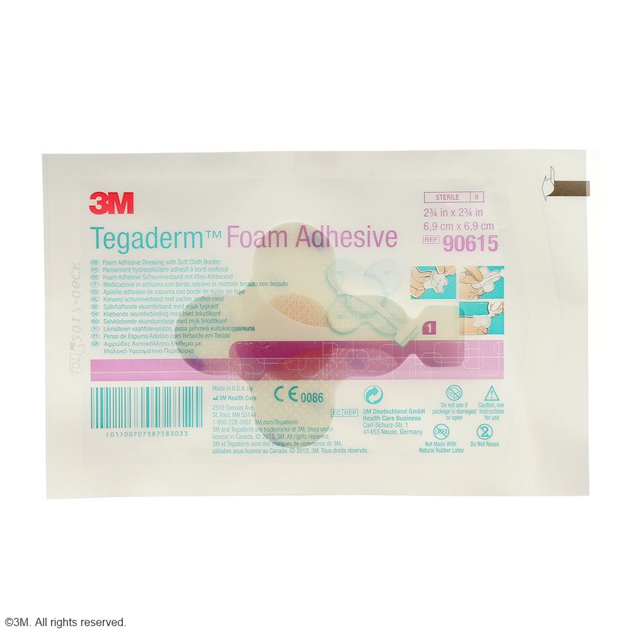 3M Tegaderm Foam Adhesive Schaumverband Kleeblattform, 6,9 x 6,9 cm (10 Stck.) mit Kleberand
