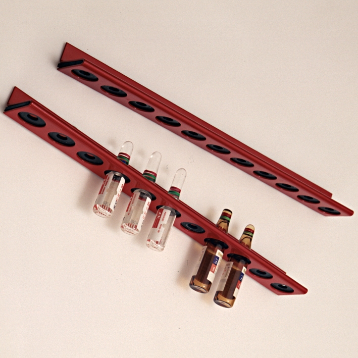 Ampullenleiste, 220 mm lang, rot für ULMER KOFFER II, III und RESCUE-PACK