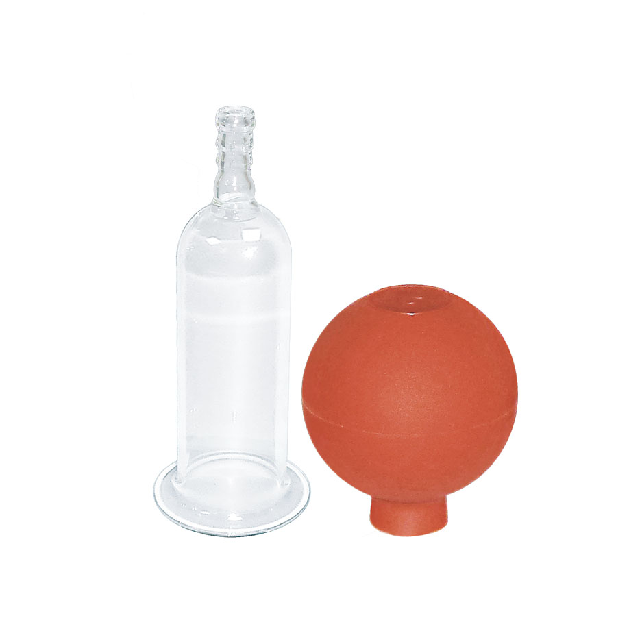 Massage-Schröpfglas mit Olive und Ball, 9 x 3 cm Ø, mundgeblasen
