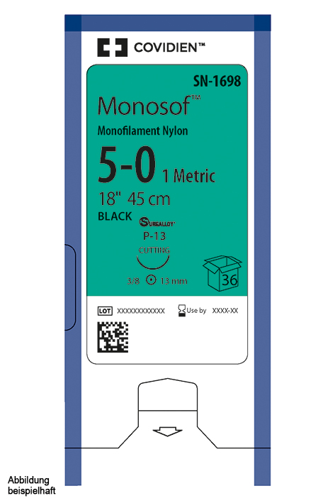 Monosof C-12 6/0=0,7 schwarz Nahtmaterial Fadenlänge 45 cm (36 Stck.)