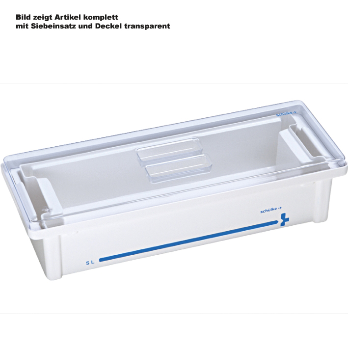 Instrumentenwanne 5 Ltr. kpl. mit Siebeinsatz und Deckel transparent