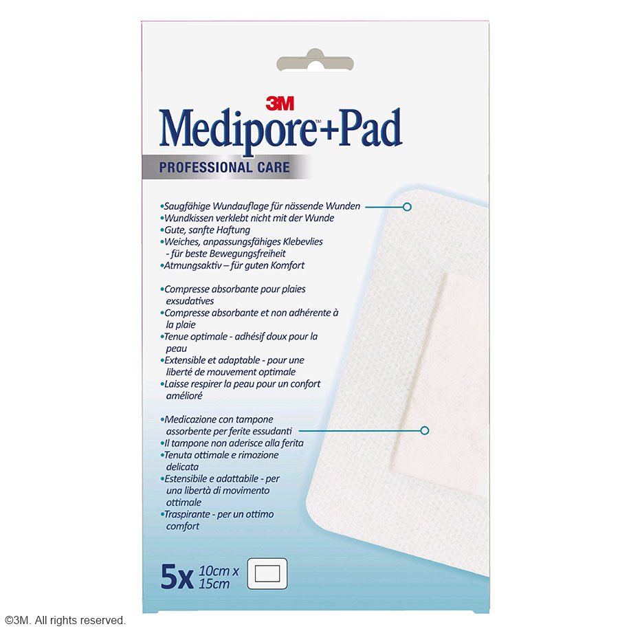 3M Medipore + Pad Fertigverband, steril, 10 x 15 cm (5 Stck.)