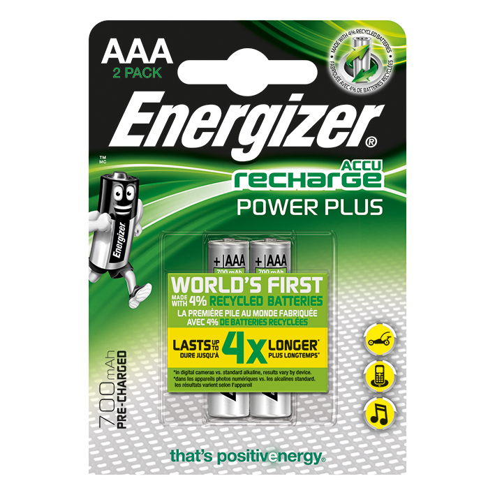 Energizer NiMH Akkumulatoren Power Plus Micro AAA HR03 1,2 V (2er-