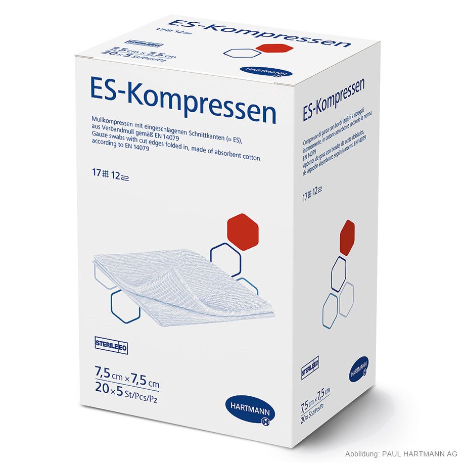 ES-Kompressen steril 12-fach 7,5 x 7,5 cm (20 x 5 Stck.) UK = 10 Pack