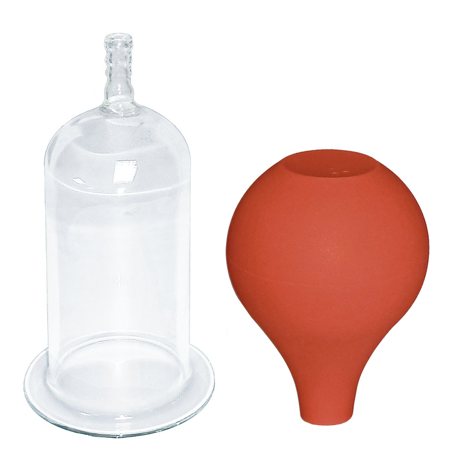 Massage-Schröpfglas mit Olive und Ball, 11 x 5 cm Ø, mundgeblasen