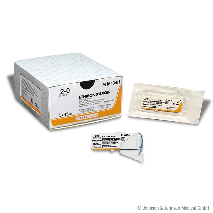 ETHIBOND EXCEL 2/0=3 grün geflochten Nahtmaterial Fadenlänge 3 x 45cm(36Stck) 02042023