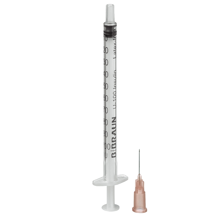 Omnifix 100 Duo Insulinspritzen 1 ml, m. beigel. Kanüle 0,45x12 mm (100 Stck.), U-100