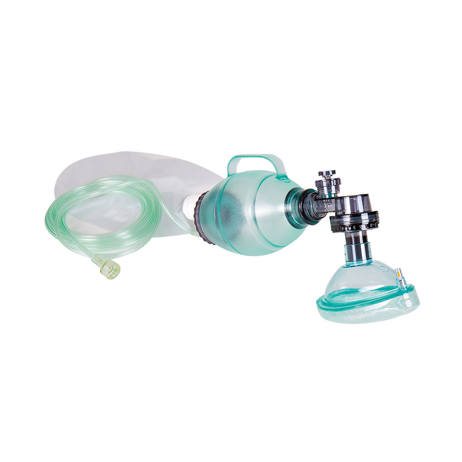 Einmal-Beatmungsbeutel mit Maske Gr. 3 für Kinder, mit O2-Reservoir und Schlauch 3 m in Tragetasche