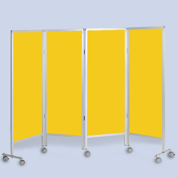 Wandschirm 4-flügelig, fahrbar, Farbe: gelb/gelb/gelb/gelb (Strecke)