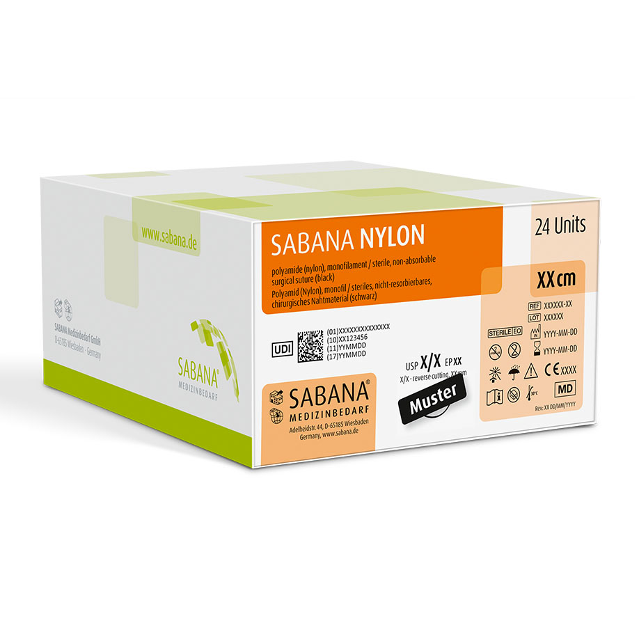 SABANA NYLON 3-0=2 schwarz monofil Nahtmaterial Fadenlänge 45 cm (24 Stck.) 3/8 kreisförmig, Dreieckkörper, außenschneidend, 19 mm, Truprime