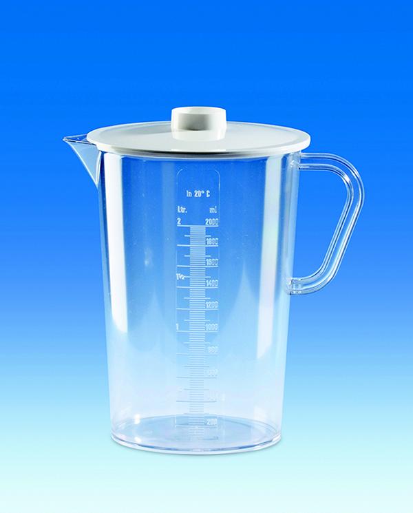 Sammelgefäß, SAN, mit Deckel, PC, erhabene Skala, 2000 ml
