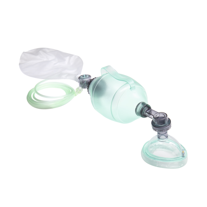Einmal-Beatmungsbeutel mit Maske Gr. 5 für Erwachsene, mit O2-Reservoir und Schlauch 3 m in Tragetasche