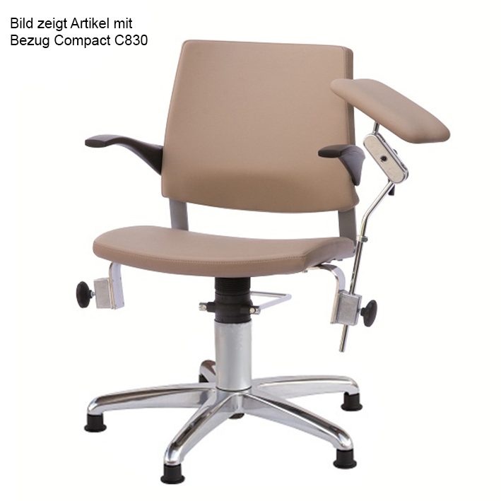 Blutentnahmestuhl Serie 22, mit Gleitern und beweglicher Rückenlehne Bezug compact beigebraun(Strecke)