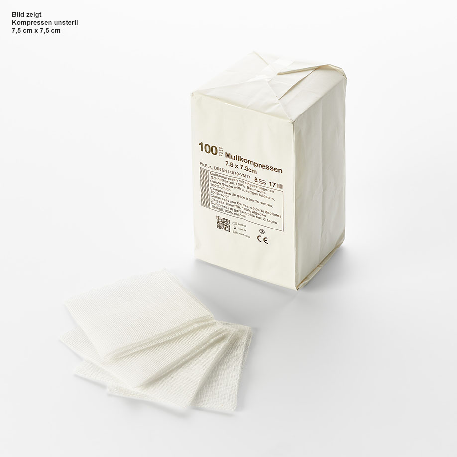miro-mullkompressen 8-fach, unsteril, 7,5 x 7,5 cm (100 Stck.)