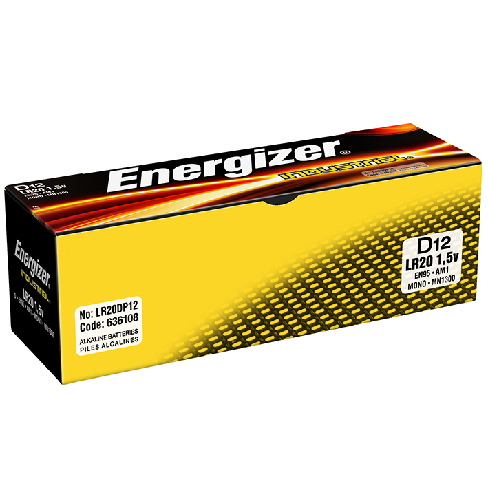 Energizer Industrial Batterien Mono D LR20 1,5 V (12er-
