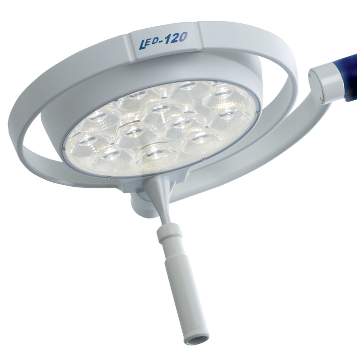 Mach LED 120 F (fokussierbar) Untersuchungsleuchte Stativmodell, auf 5-Fuß-Stativ, Kurzarmgelenk,inkl. Netzteil im Stativ montiert