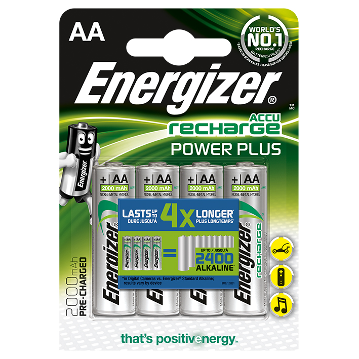 Energizer NiMH Akkumulatoren Power Plus Mignon AA HR6 1,2 V (4er-