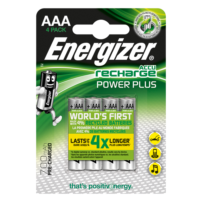 Energizer NiMH Akkumulatoren Power Plus Micro AAA HR03 1,2 V (4er-