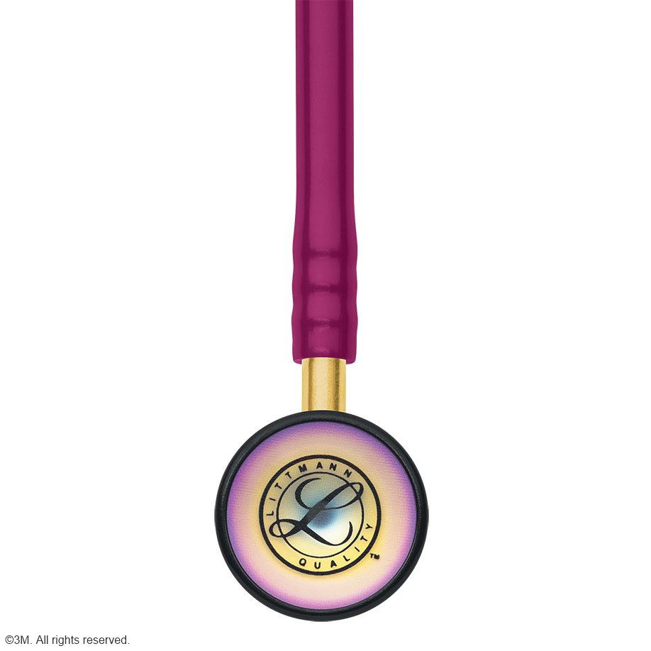 3M Littmann CLASSIC II Säuglingsstethoskop Regenbogen Edition, Schlauch himbeerrot, sonnengelbe Ohrbügel